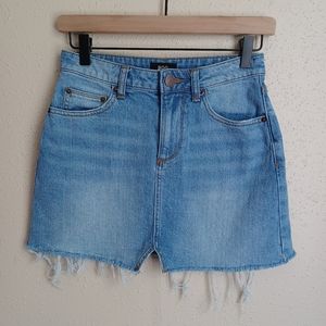 BDG Denim Raw Hem Mini Skirt Light Wash Size XS